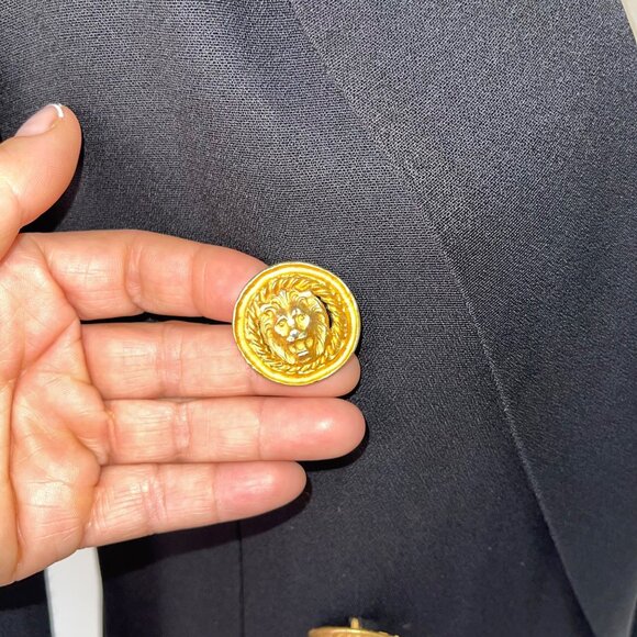 Lillie Rubin Vintage Womens Blazer Size 8 Blue Lion Button Pockets Casual - Picture 10 of 16